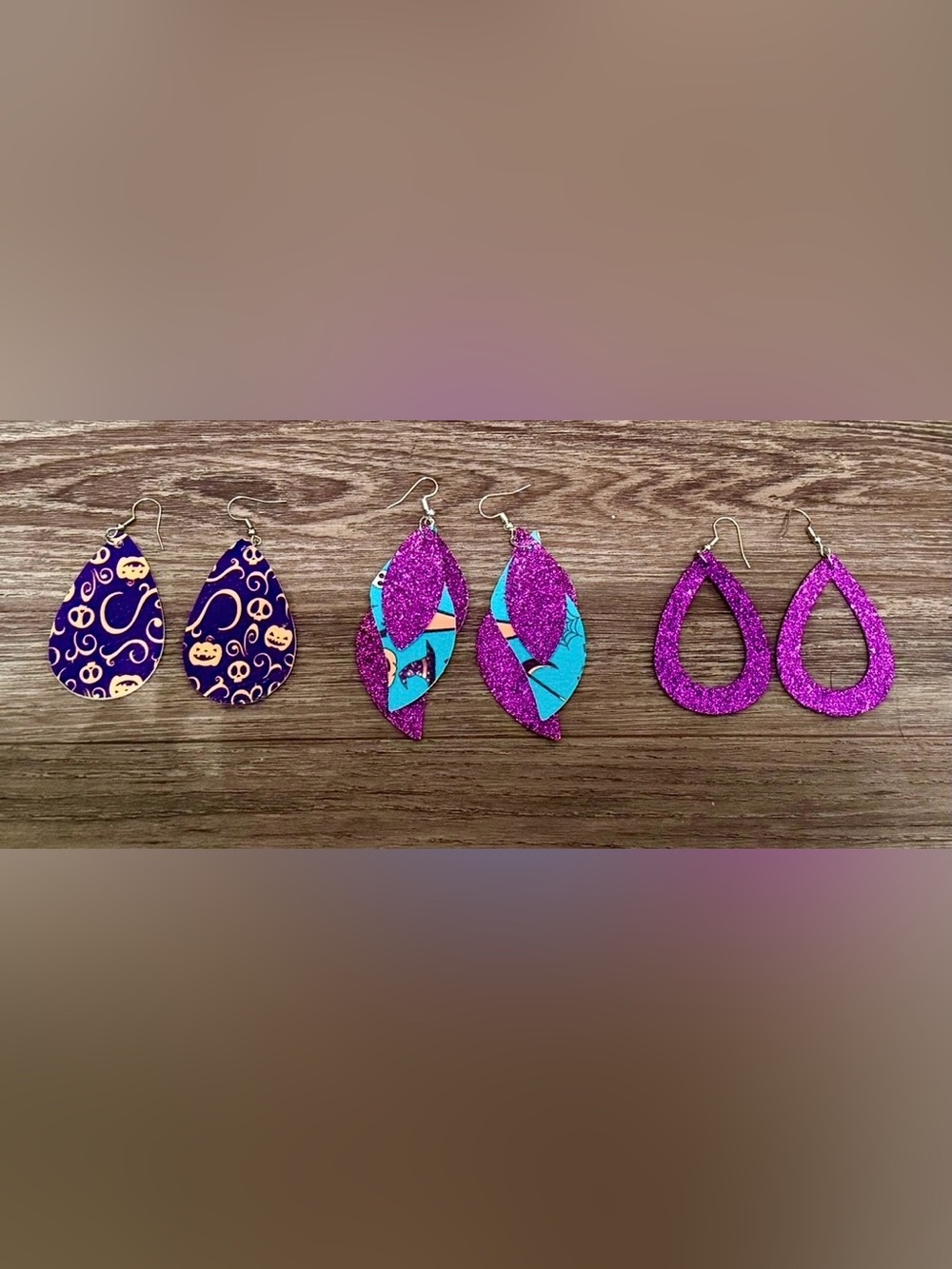 Sparkling Purple Teardrop Earrings - Women's Halloween Jewelry
